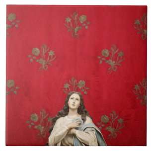 Jungfraustatue in einer Spaccanapoli Kirche, Fliese