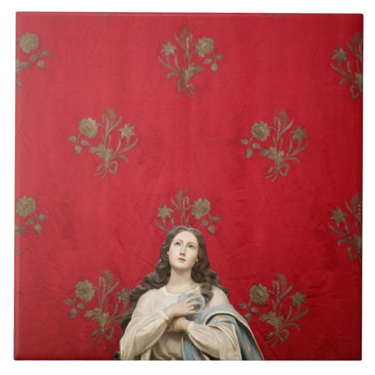 Jungfraustatue in einer Spaccanapoli Kirche, Fliese (Vorderseite)