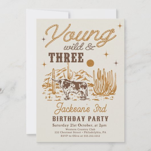 Junggeburt, Wild und drei Western Einladung zum Ge (Vorderseite)