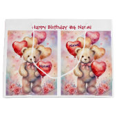 Junggeburtenbär des Mädchens Name & Alter hinzufüg Große Geschenktüte (Vorderseite)