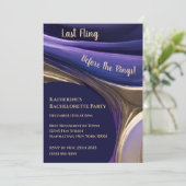 Junggeselinnen-Abschied-Abstrakt Blau, Lila und Go Einladung (Stehend Vorderseite)