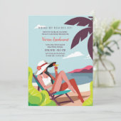 Junggeselinnen-Abschied am Strand Einladungen (Stehend Vorderseite)