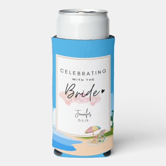 Junggeselinnen-Abschied am Strand Selters Dosenkühler (Seltzer Vorderseite)