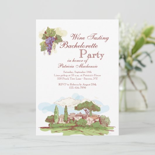 Junggeselinnen-Abschied am Weinberg Einladung (Stehend Vorderseite)