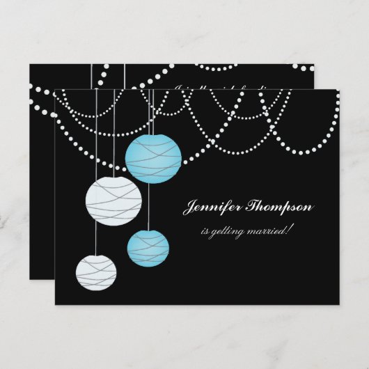 Junggeselinnen-Abschied Aqua Blue Lanterns Einladu Einladungspostkarte (Vorne/Hinten)