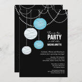 Junggeselinnen-Abschied Aqua Blue Paper Lanterns E Einladung (Vorne/Hinten)