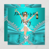 Junggeselinnen-Abschied Aquamarin Blue Diamond Lac Einladung (Vorne/Hinten)