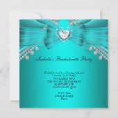 Junggeselinnen-Abschied Aquamarin Blue Diamond Lac Einladung (Rückseite)