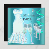 Junggeselinnen-Abschied Aquamarin Blue Dress Champ Einladung (Vorne/Hinten)