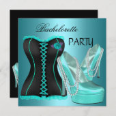Junggeselinnen-Abschied Aquamarin Blue Hi Heel Sho Einladung (Vorne/Hinten)