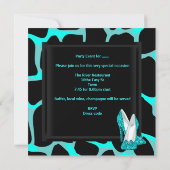 Junggeselinnen-Abschied Aquamarin Blue Leopard Sch Einladung (Rückseite)