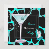 Junggeselinnen-Abschied Aquamarin Blue Leopard Sch Einladung (Vorderseite)
