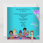 Junggeselinnen-Abschied Aquamarin Pink Fun Giro de Einladung (Rückseite)