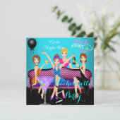 Junggeselinnen-Abschied Aquamarin Pink Fun Giro de Einladung (Stehend Vorderseite)