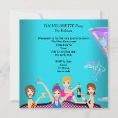 Junggeselinnen-Abschied Aquamarin Pink Fun Giro de Einladung (Rückseite)