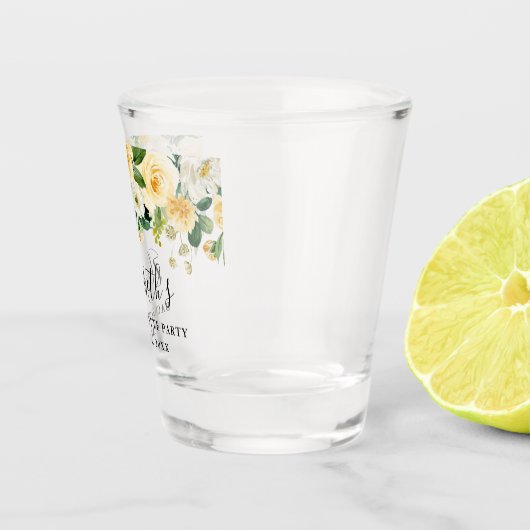 Junggeselinnen-Abschied Aquarell Gelbe Blume Schnapsglas (Rechts)