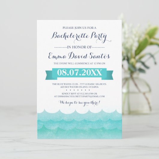 Junggeselinnen-Abschied auf See Einladung (Stehend Vorderseite)