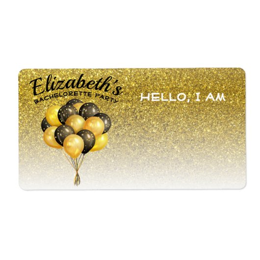 Junggeselinnen-Abschied Balloons Gold Glitzer Name (Vorne)