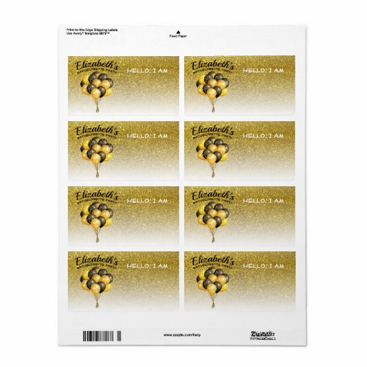 Junggeselinnen-Abschied Balloons Gold Glitzer Name (Vorne)