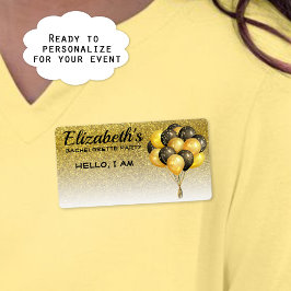 Junggeselinnen-Abschied Balloons Gold Glitzer Name