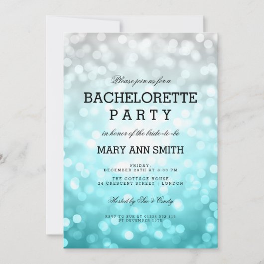 Junggeselinnen-Abschied Beach Ombre Glitzer Einladung (Vorderseite)