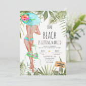 Junggeselinnen-Abschied Beach Weekend Parco Civico Einladung (Stehend Vorderseite)