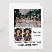 Junggeselinnen-Abschied benutzerdefiniert 3 FotoCo Einladung (Vorne/Hinten)