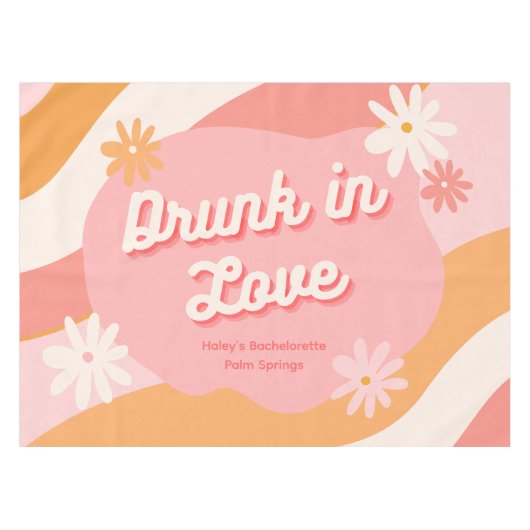 Junggeselinnen-Abschied bevorzugt Retro Pink und O Tischdecke (Vorderseite (Horizontal))