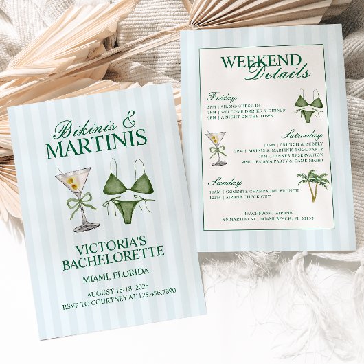 Junggeselinnen-Abschied Bikinis und Martinis Einladung