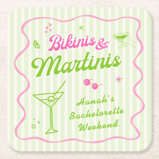 Junggeselinnen-Abschied Bikinis und Martins Rechteckiger Pappuntersetzer (Vorderseite)