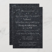 Junggeselinnen-Abschied Birthay Glitzer Black Mini Einladung (Vorne/Hinten)