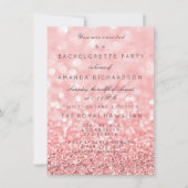 Junggeselinnen-Abschied Birthay Glitzer Rosa Rose  Einladung (Vorderseite)
