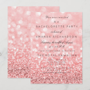 Junggeselinnen-Abschied Birthay Glitzer Rosa Rose  Einladung