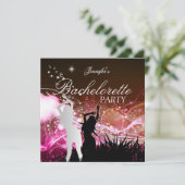 Junggeselinnen-Abschied Black Pink White Silver Einladung (Stehend Vorderseite)