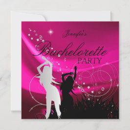 Junggeselinnen-Abschied Black Pink White Silver Einladung