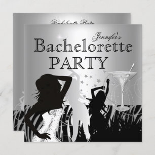 Junggeselinnen-Abschied Black Silver Zebra Dance Einladung