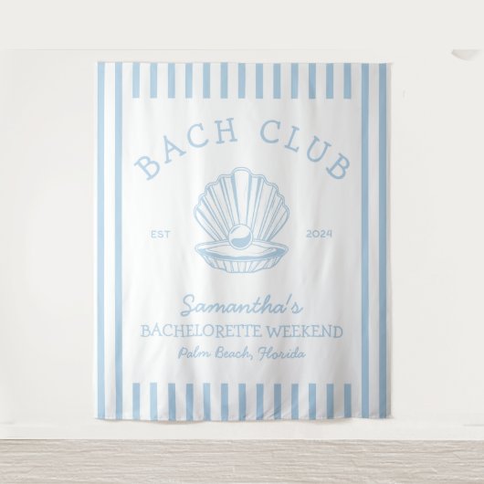 Junggeselinnen-Abschied Blue Backdrop Bachclub an Wandteppich (Vorderseite)