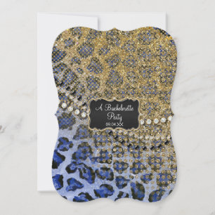 Junggeselinnen-Abschied Blue Gold Leopard Animal P Einladung