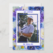 Junggeselinnen-Abschied Brautparty Golf Blue Blume Einladung (Rückseite)