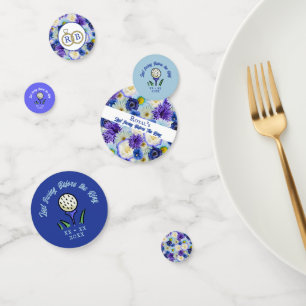 Junggeselinnen-Abschied Brautparty Golf Blue Flora Konfetti