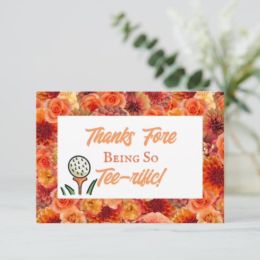 Junggeselinnen-Abschied Brautparty Golf Peach Oran Dankeskarte (Stehend Vorderseite)