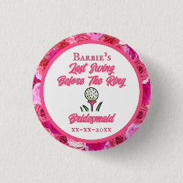 Junggeselinnen-Abschied Brautparty Golf Pink Blüte Button