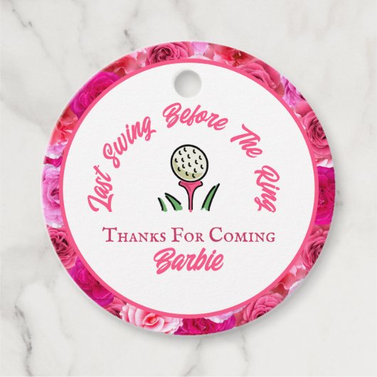 Junggeselinnen-Abschied Brautparty Golf Pink Blüte Geschenkanhänger (Vorderseite)
