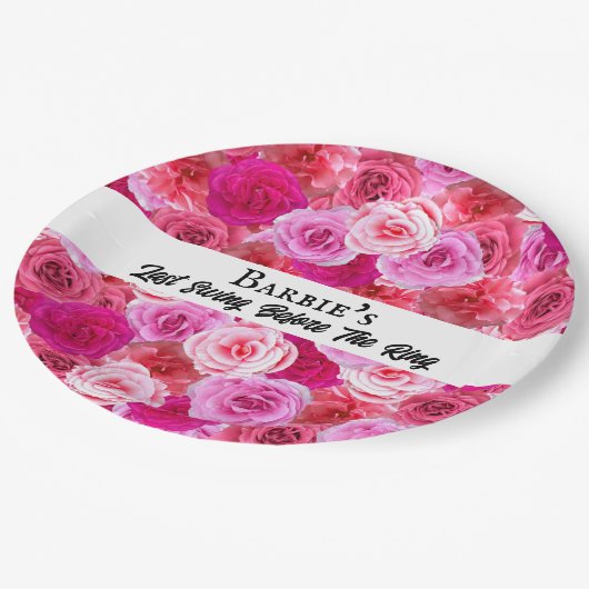 Junggeselinnen-Abschied Brautparty Golf Pink Blüte Pappteller (Schrägansicht)