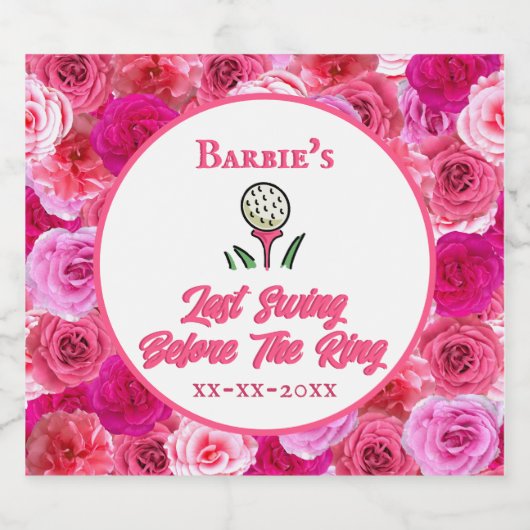 Junggeselinnen-Abschied Brautparty Golf Pink Blüte Schaumweinetikett (Einzelnes Label)