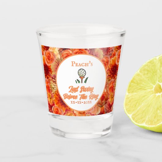 Junggeselinnen-Abschied, Brautparty Peach Orange Schnapsglas (Vorderseite)