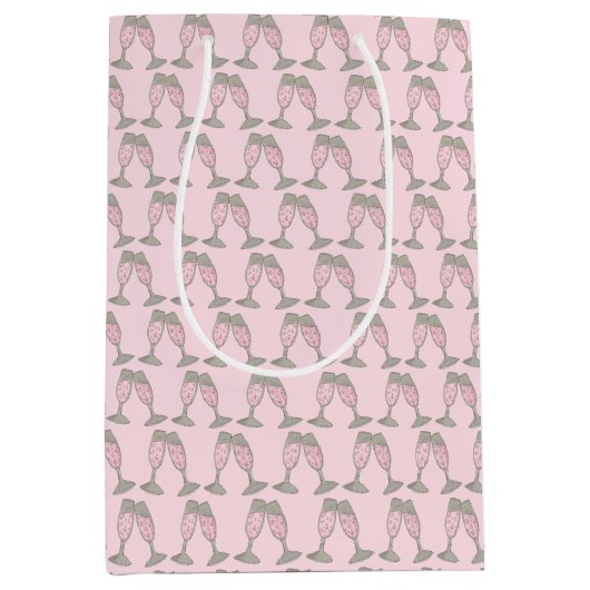 Junggeselinnen-Abschied Brautparty Rosa Champagner Mittlere Geschenktüte (Vorderseite)