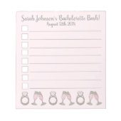 Junggeselinnen-Abschied Brautparty Rosa Champagner Notizblock (Vorderseite)