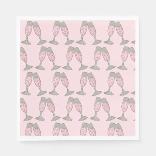 Junggeselinnen-Abschied Brautparty Rosa Champagner Serviette (Vorderseite)