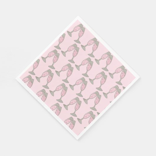 Junggeselinnen-Abschied Brautparty Rosa Champagner Serviette (Ecke)